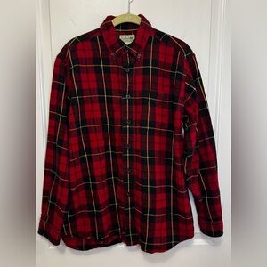 L.L. Bean Men’s Red Plaid Flannel Button Down Shirt Size M Regular